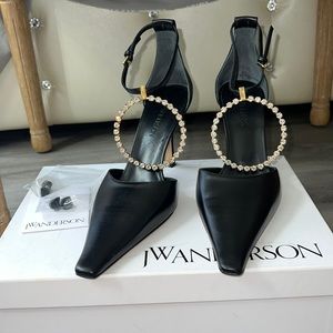 J.W. Anderson Leather Crystal Embellishment D’Orsay Pumps IT40